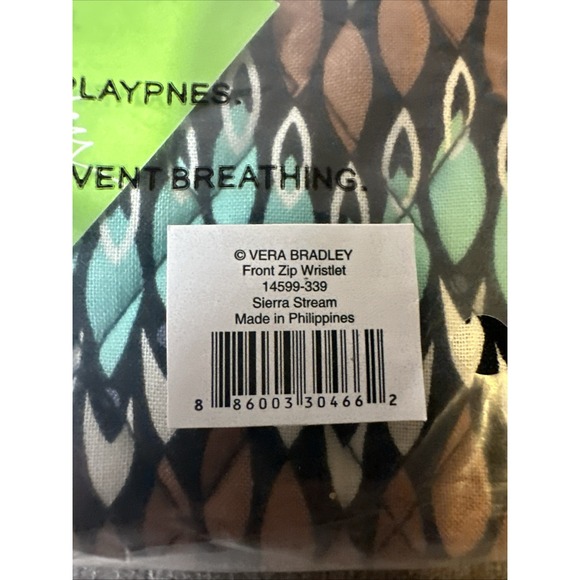 Vera Bradley Front Zip Wristlet Sierra Stream multiple card‎ slots inside NWT - Picture 8 of 8